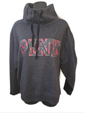 PINK Victoria's Secret Charcoal Gray Slouchy Cowl Neck Pullover Sweater Size XL